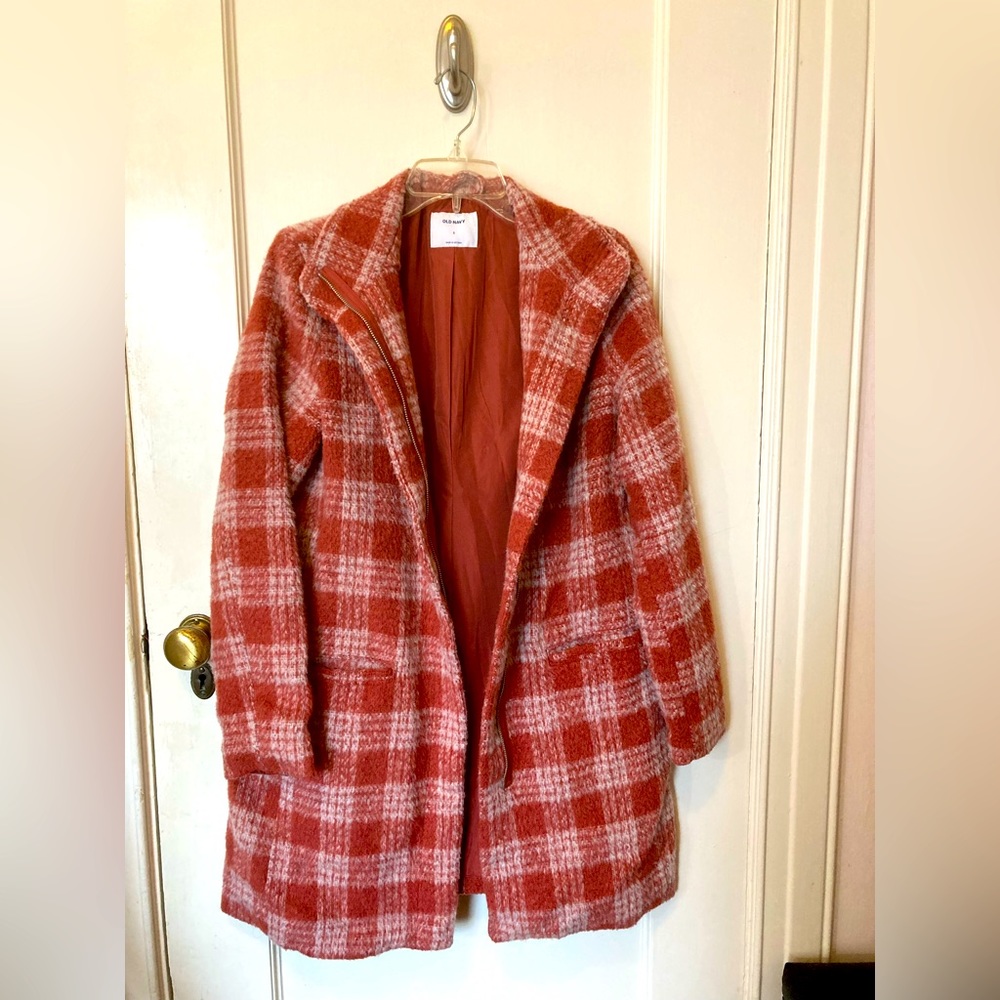 Old Navy Blush Pink Plaid Coat